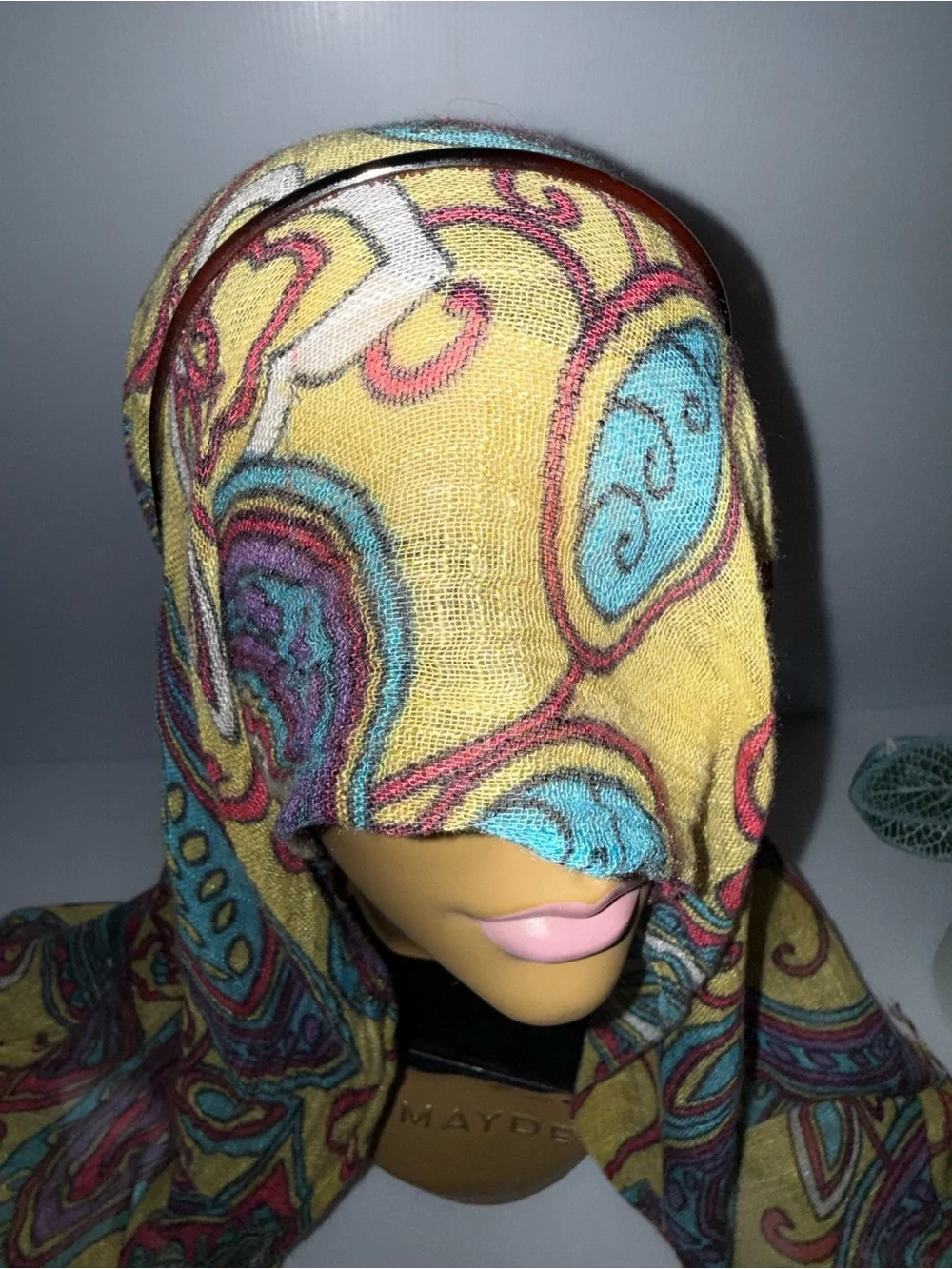Vintage Yellow Paisley Scarf Headwrap - Stylish Women’s Accessory